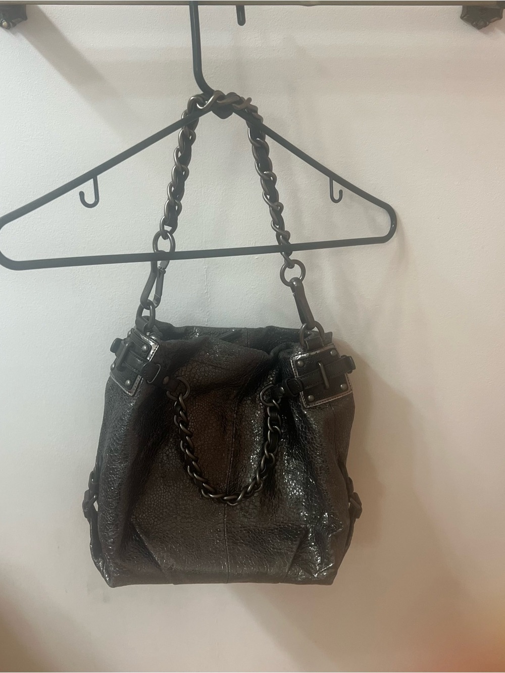 Coach Leather Metallic "Brooke" Chain Shoulder Bag Vintage